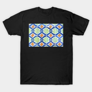 Blue, green, orange and white antique Lisbon tiles T-Shirt